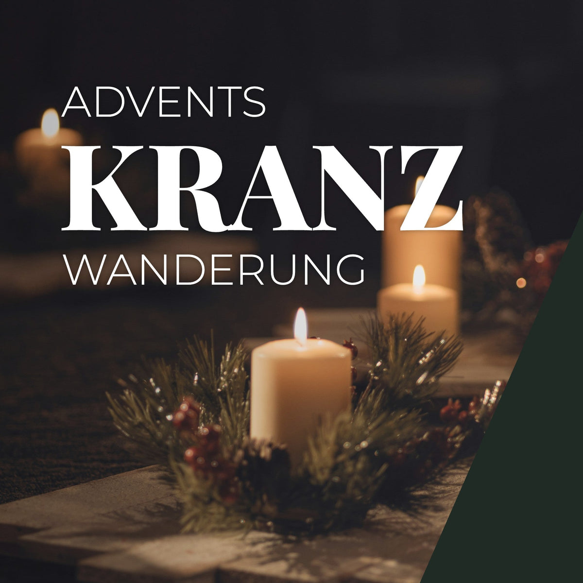 Adventskranzwanderung Hamburg Süd: Adventskranz mit brennender Kerze im Tannengrün
